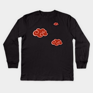 Japanese red clouds Kids Long Sleeve T-Shirt